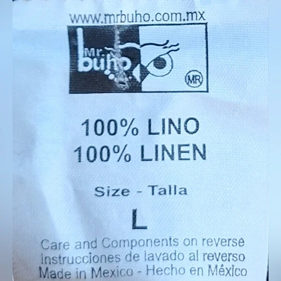 MR. BUHO 100% Linen Stylish Black Embroidered Men's Button-down Shirt - Picture 4 of 4